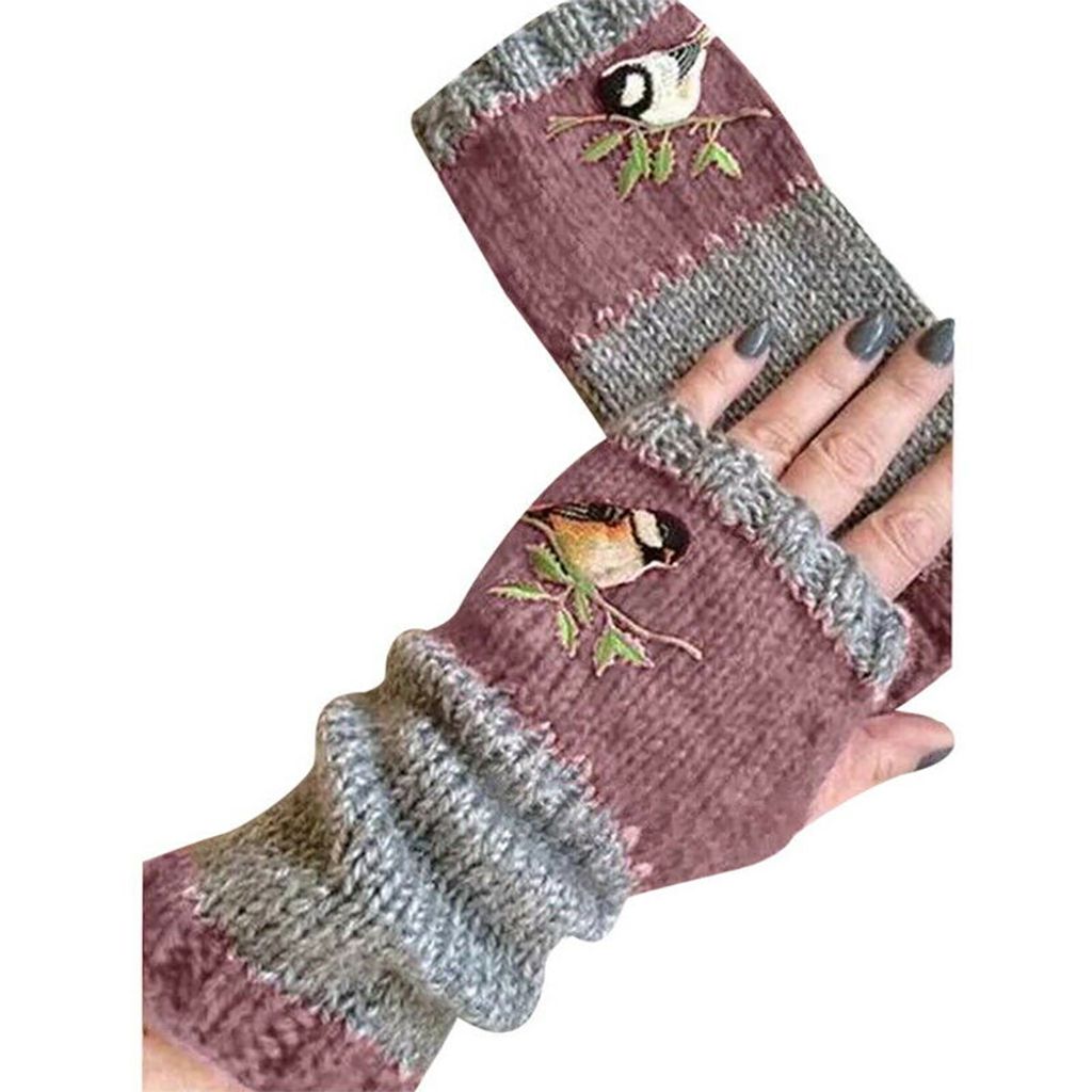 Damen Gestrickte Pulswärmer Armstulpen Handstulpen Winter Warm Kurze Handschuhe