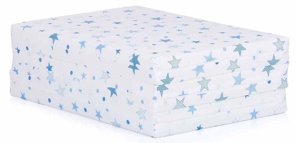CHIPOLINO Opklapbare matras, 60 x 120 cm, wit, met blauwe Productafbeelding 
