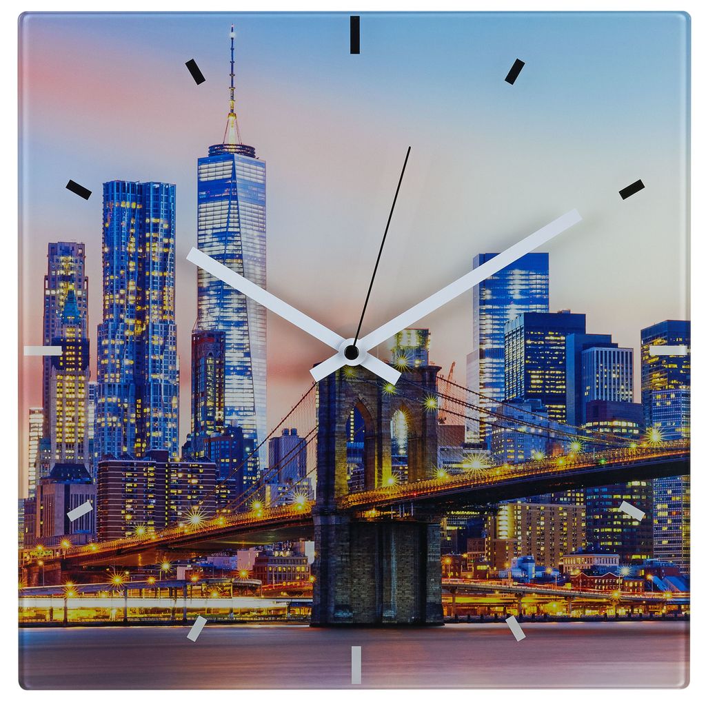 TFA 60.3531 Analoge Funk-Wanduhr aus Glas NEW YORK