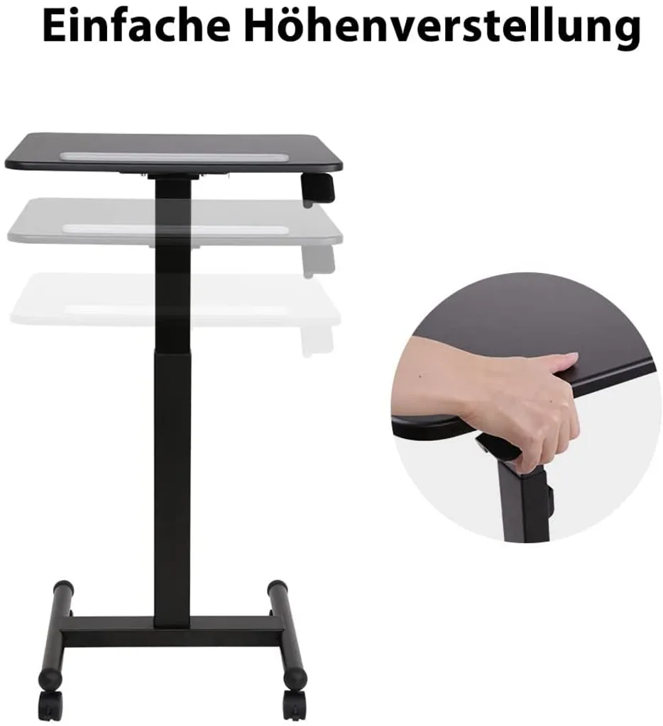Table de lit sur roulettes noire réglable pour ordinateur portable - 4