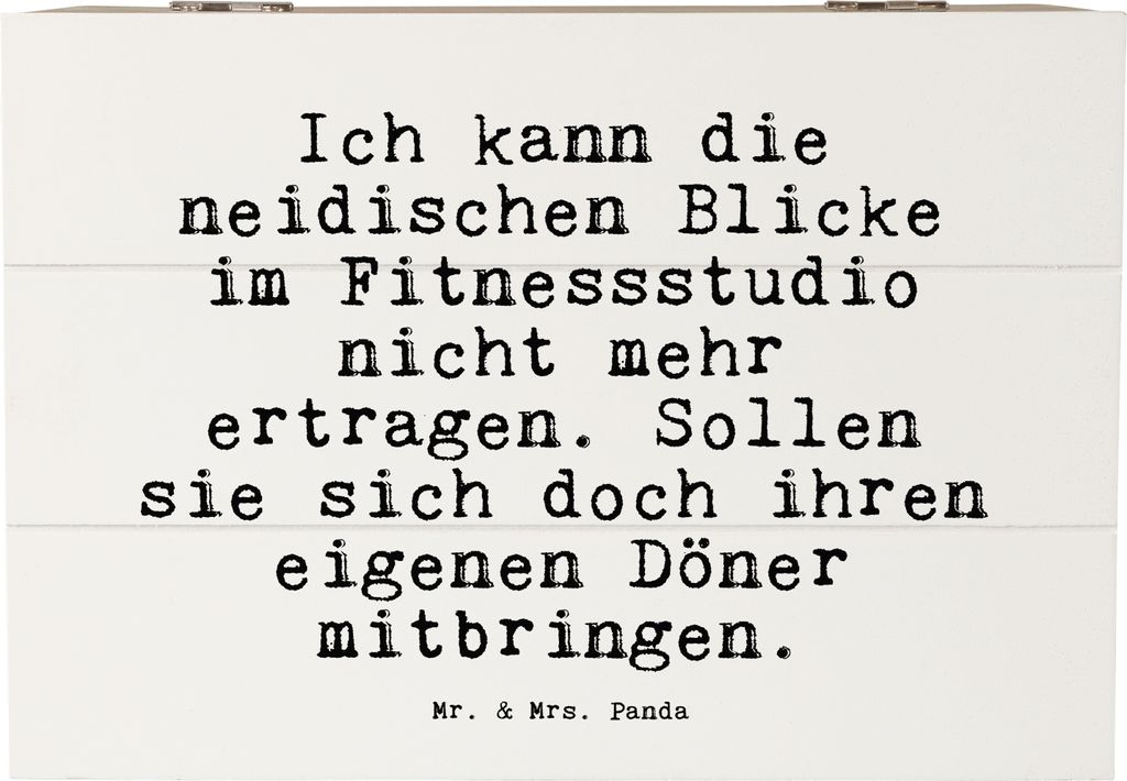 Mr. & Mrs. Panda Truhe Ich kann die neidischen... 22 x 15 cm - Weiß - Geschenk, Sprüche, Holzkiste mit Deckel, lustiger Spruch, fotobox, geschenk...