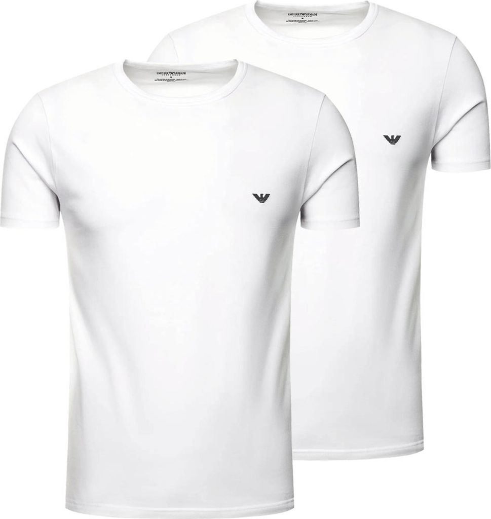 EMPORIO ARMANI 2er Pack Herren Regular Fit Stretch Baumwolle O-Neck T-Shirts Weiß/Weiß XL