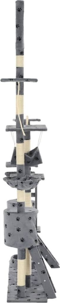 "Winter Sale" Tierbedarf - Grau Katzen-Kratzbaum Sisal 230-250cm Pfoten-Aufdruck Grau DE5453620