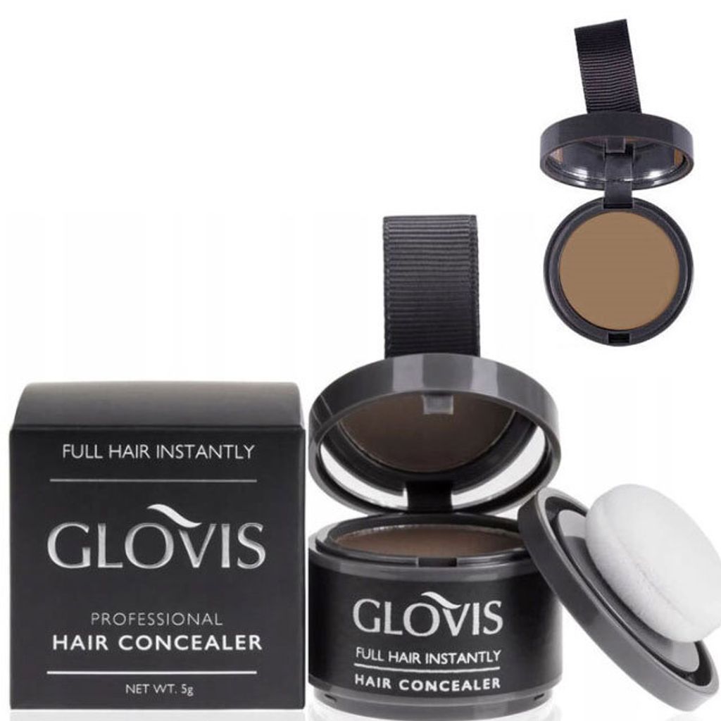 Glovis Haar Concealer ASCHE HELLBRAUN - Ansatzpuder Haarverdichtungspuder Ansatz kaschieren Bartauffüllung
