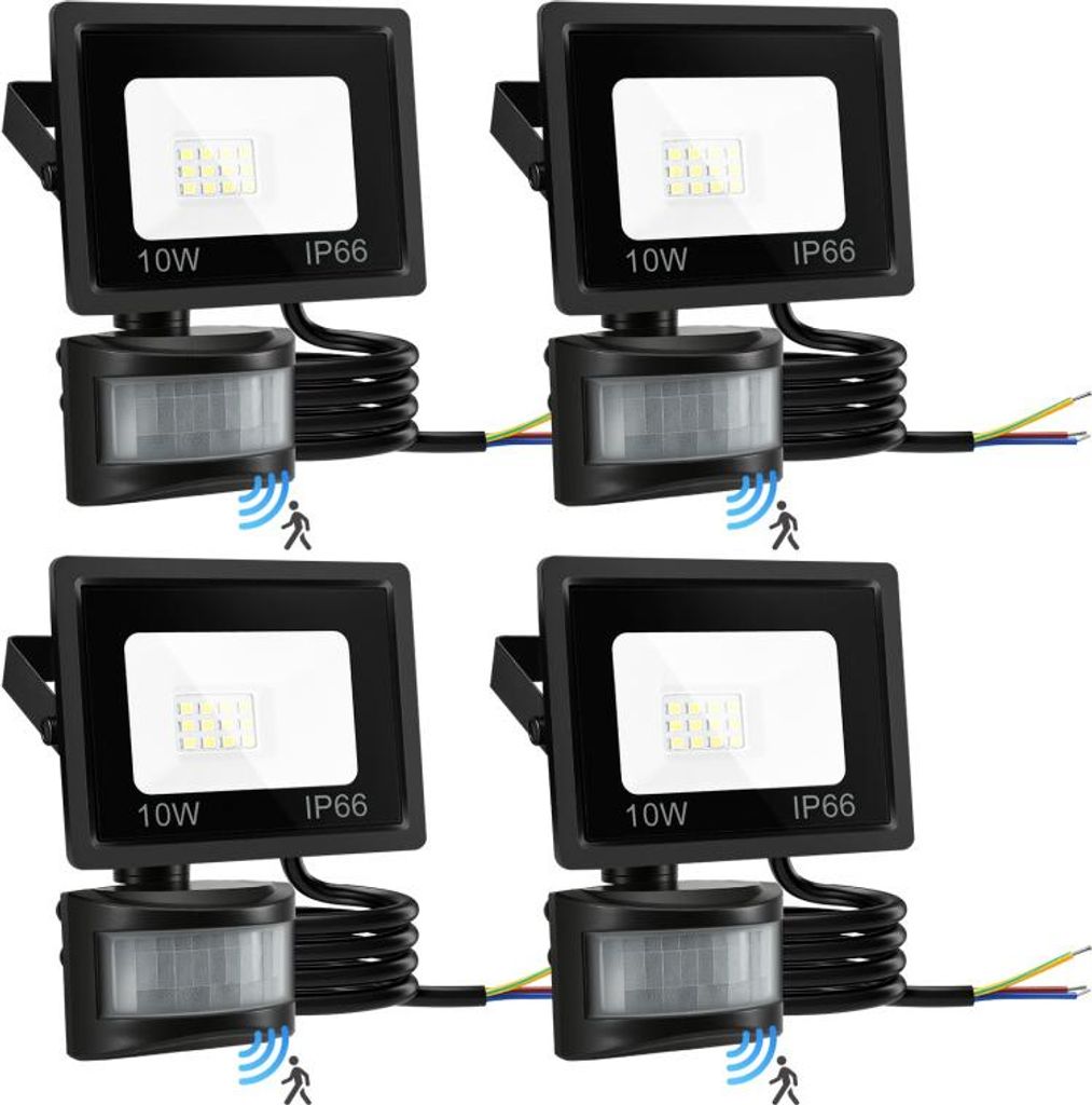 Bettizia LED Strahler mit Bewegungsmelder 4X 10W, IP66 Wasserdicht, Gartenstrahler, 6000K LED Fluter