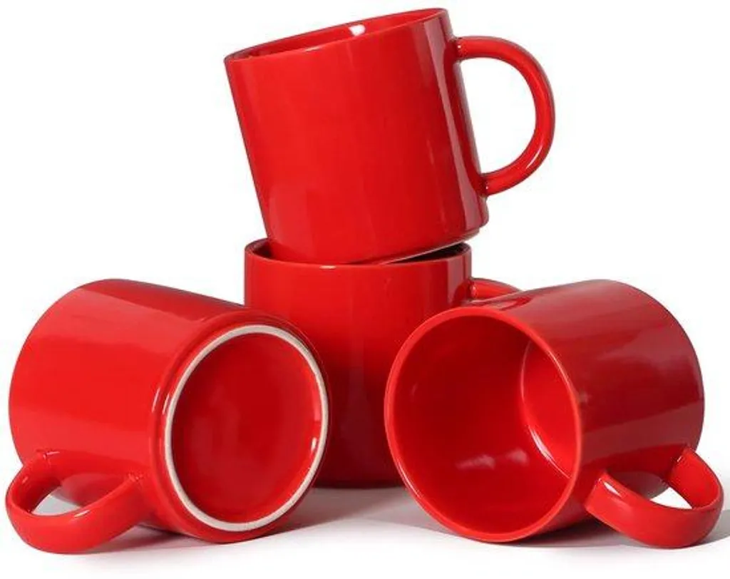 Service de tasses à café rouges empilables en grès pour la cuisine