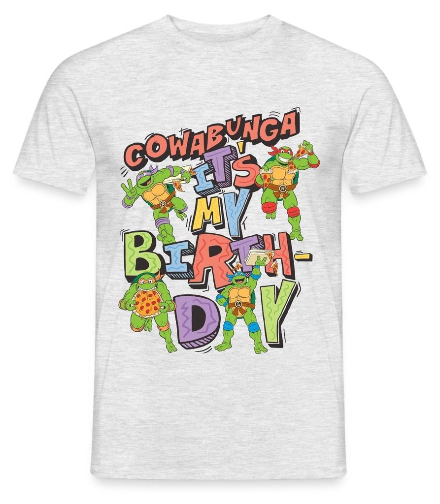 Spreadshirt Teenage Mutant Ninja Turtles It's My Birthday Männer T-Shirt, XL, Grau meliert
