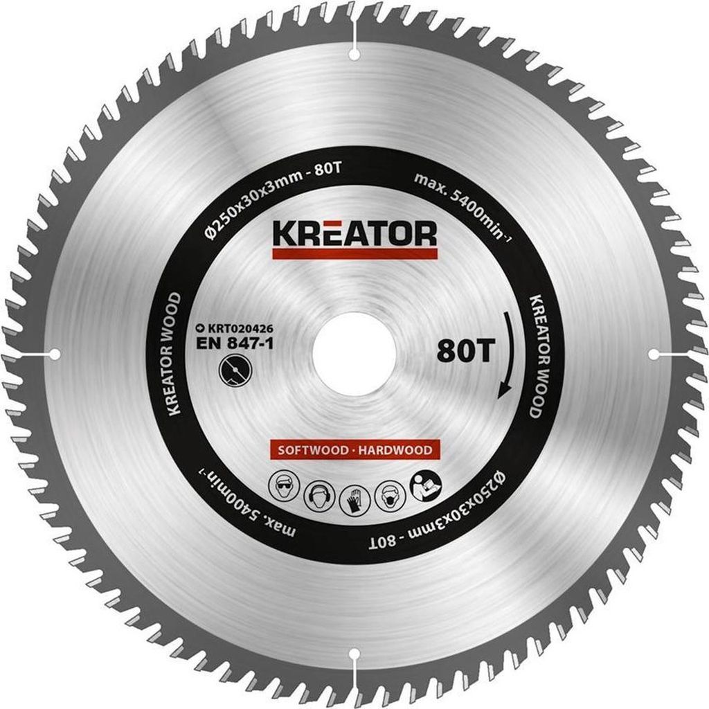 kreator Lama per legno 250X30X3MM 80T KRT020426 Immagine del prodotto 
