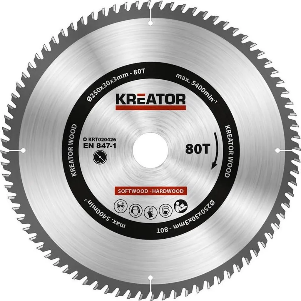 Lame de scie circulaire pour bois 250mm 80 dents finition soignée