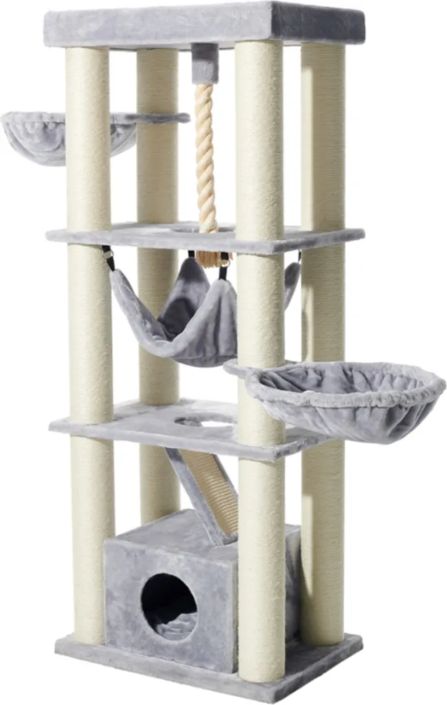 Grand arbre à chat XXL Nobby Ordu 176 cm gris avec griffoirs en sisal