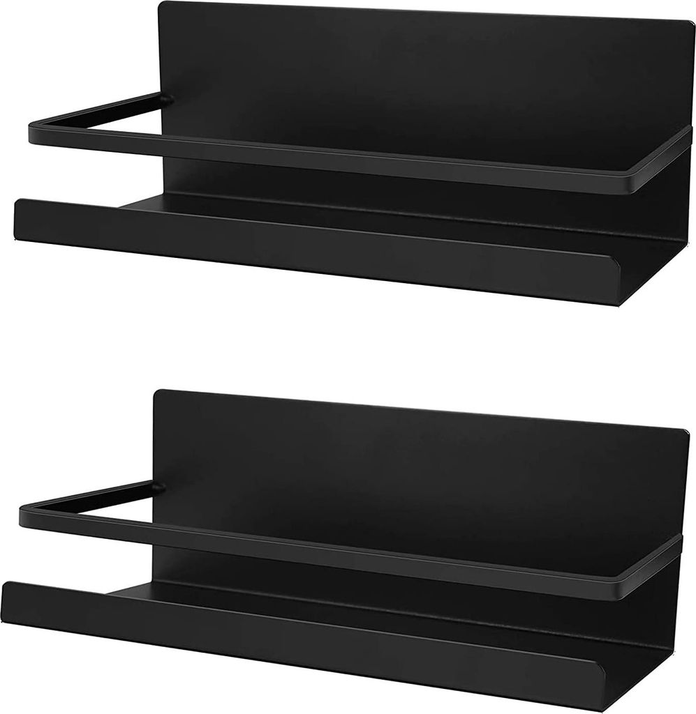 Kühlschrankorganizer - 2-teiliges magnetisches Gewürzregal, platzsparend für die Küche, schwarz.