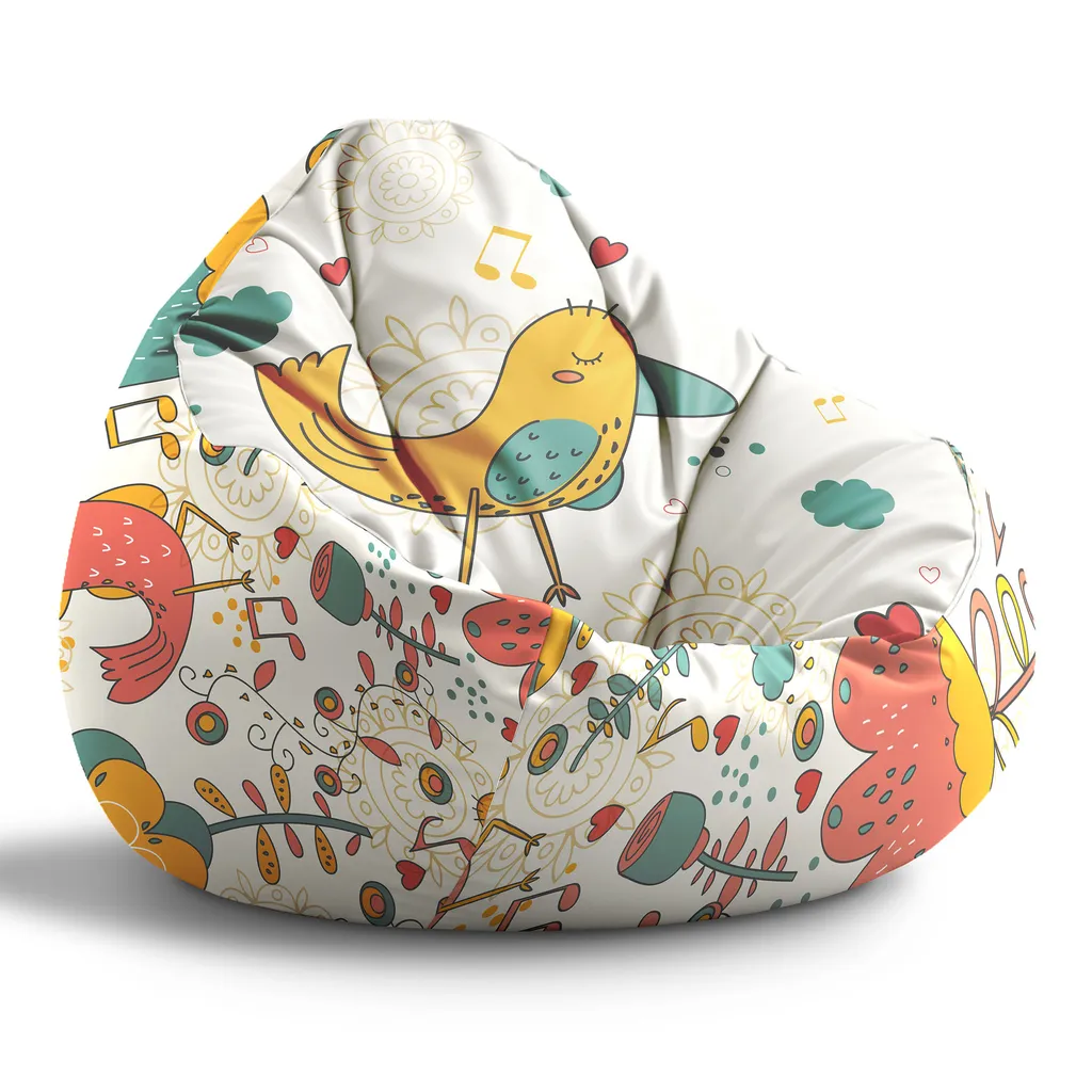 Pouf Sacco Bambini Dreamroots Happy Yellow Bird 70x70x105 imbottito