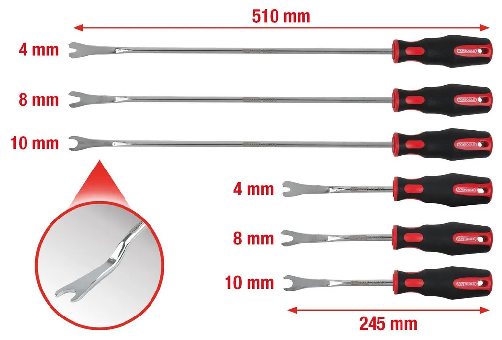 Kit d'outils de démontage garniture et clips 6 pièces KS TOOLS 140.2370