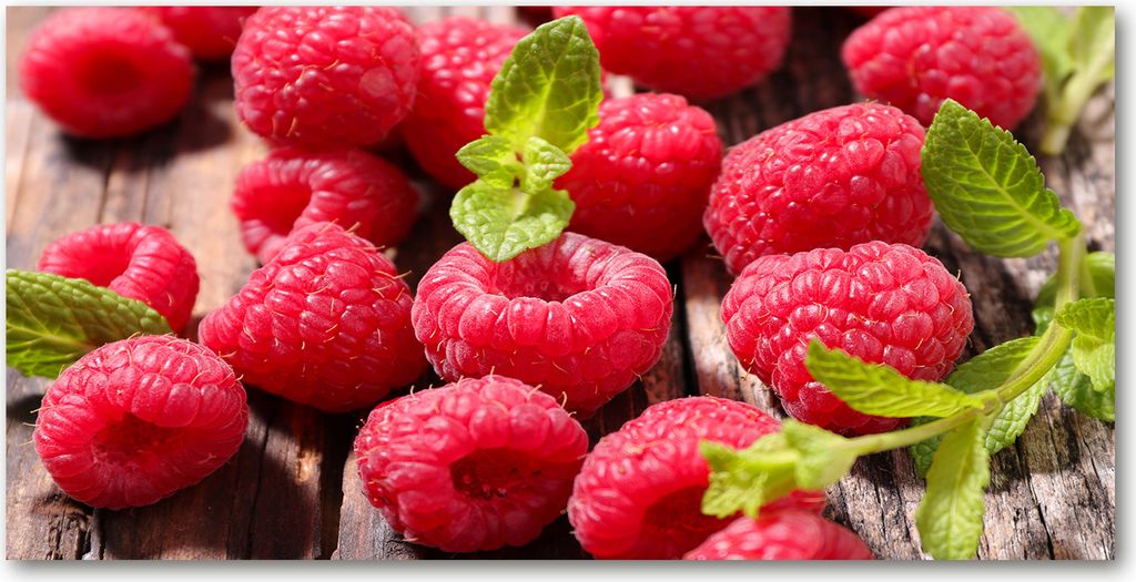 Tulup Leinwandbild - 120x60 cm - Wandkunst - Drucke auf Leinwand - Leinwanddruck - Essen & Getränke - Rot - Himbeeren