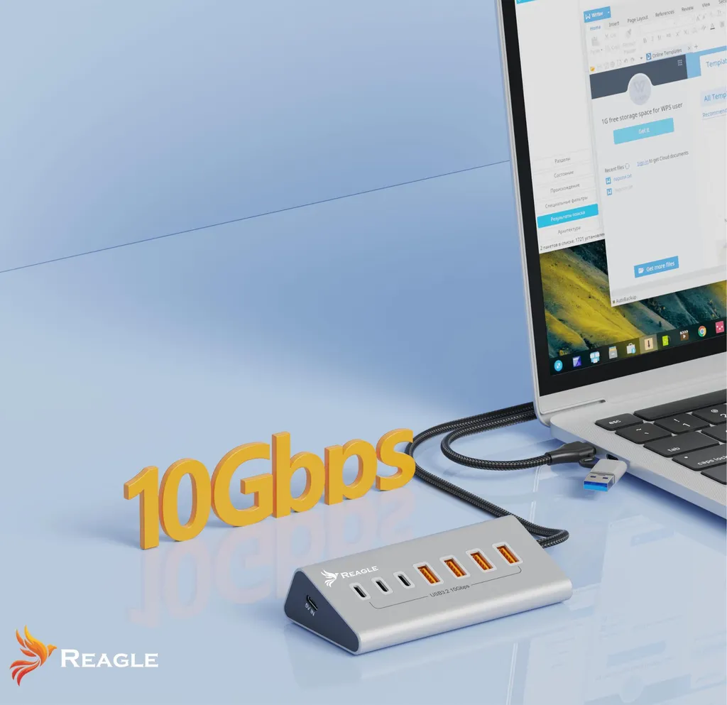 Hub USB Actif Reagle 7 Ports USB 3.2 Évite les Déconnexions PC