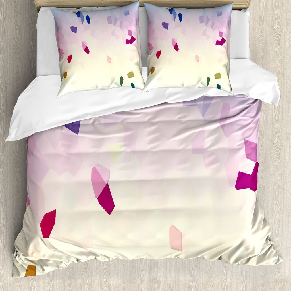 ABAKUHAUS Panne Bettbezug Set für Einzelbetten, Polygonal Blick Stained Glass, Milbensicher Allergiker geeignet mit Kissenbezug, 200 cm x 200 cm -...