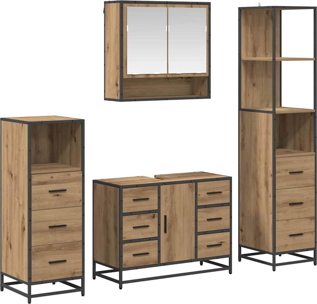 Badezimmermöbel Set mit Tür 4 pcs Artisan-Eiche Holzwerkstoff