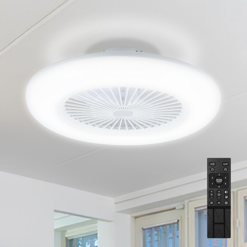 Jayseuw Deckenventilator mit Beleuchtung und Fernbedienung 80W Deckenleuchte Leise Ventilator Deckenlampe