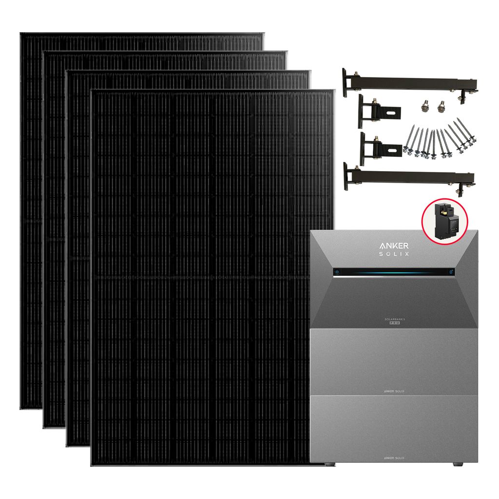 3640W Balkonkraftwerke Anker Solarbank E2700 3 Pro mit smart meter und 2 BP2700 Erweiterungsbatterie mit Halterung für Flachdach