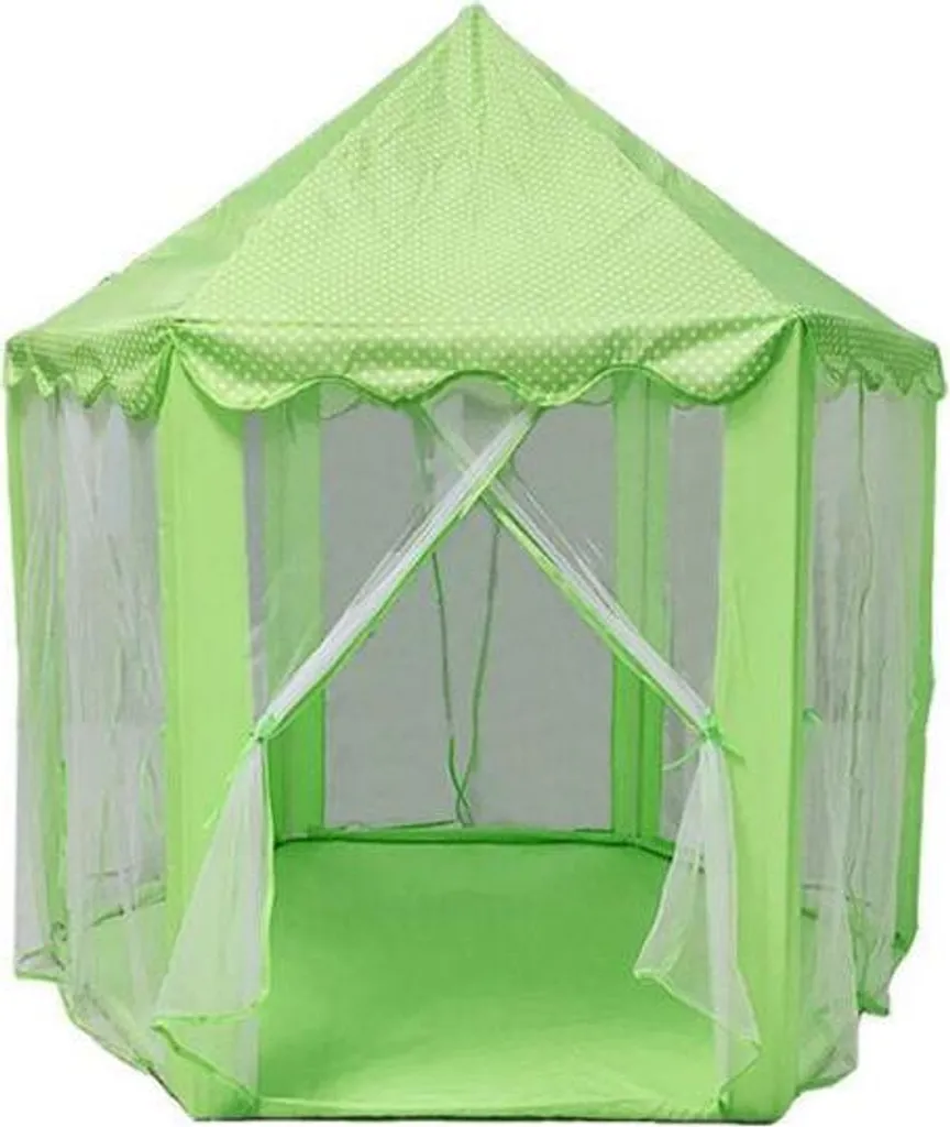 Maison de Jeu Pliable pour Enfants Style Château Hexagonal Vert Pastel