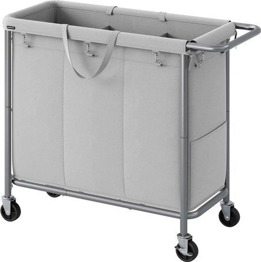 Chariot de tri 200L acier gris : fini le désordre avec ses 3 bacs