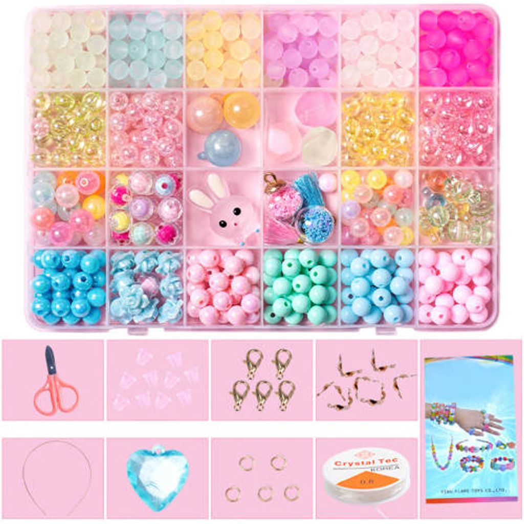 DIY Basteln Perlen Kinderschmuck Herstellung Lernspielzeug Set für Mädchen 