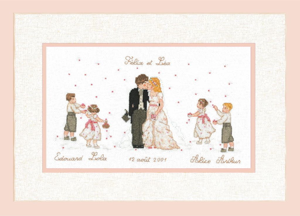 Le Bonheur des Dames Kreuzstich Set "Hochzeit", Zählmuster, 25x14cm