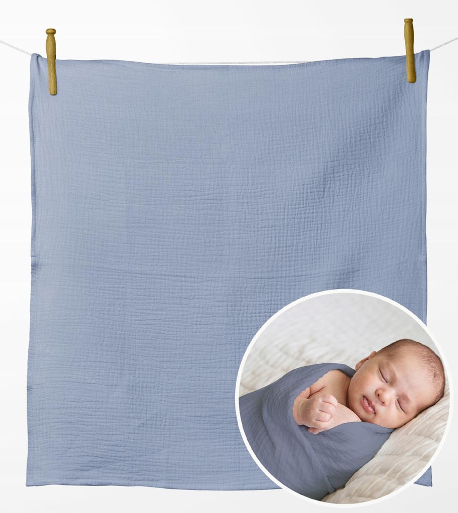 Musselin Mullwindel 120x120 cm – Dickes Mulltuch gekreppt, Baby Einschlagtuch & Decke