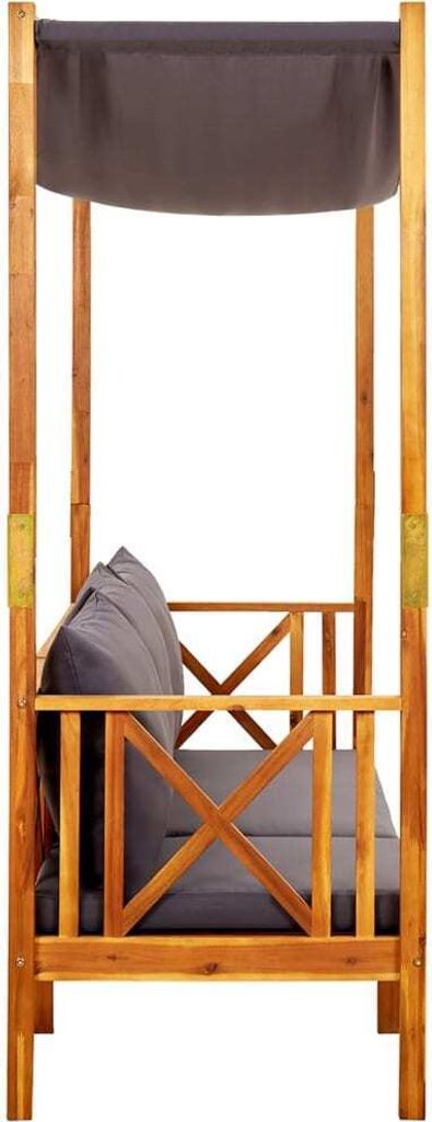 "2026 Aktion"Gartenbank - CLORIS - Terassenbänke/Parkbank bis 240 Kg, mit Sonnendach und Fußhockern Massivholz Akazie - 179x66x180 cm DEMöbel 14...