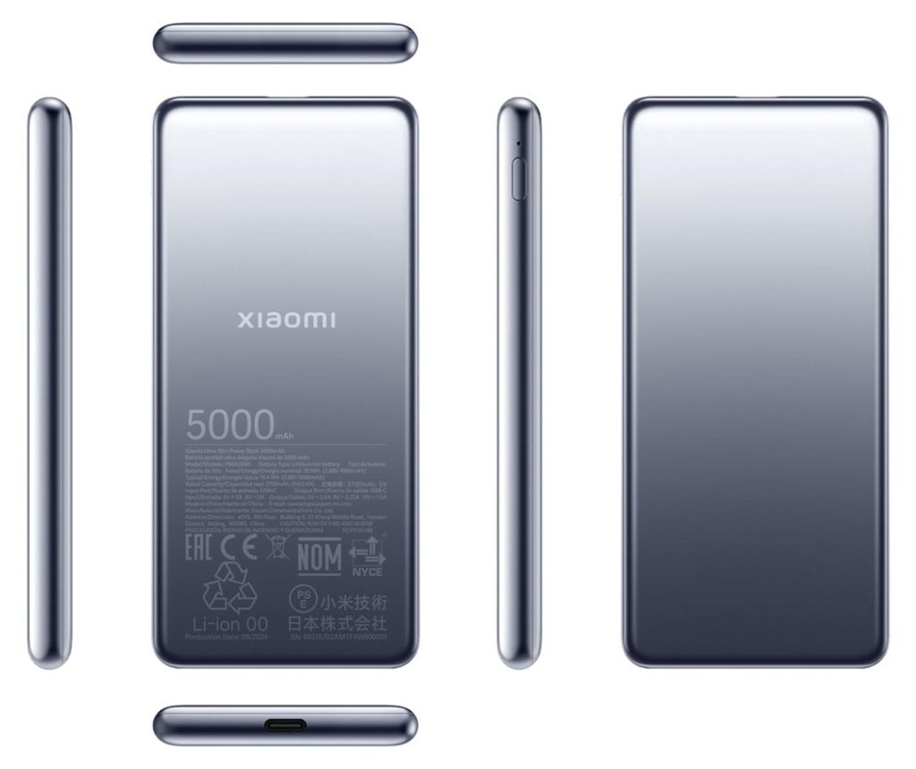Xiaomi Ultra Slim Power Bank 5000mAh GL Grau Produktbild 