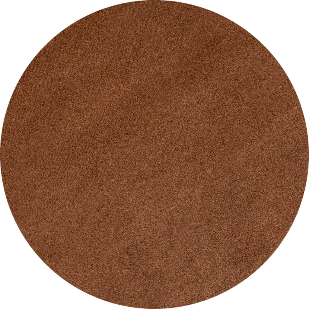 Teppich Kurzflor Uni-Farbe Microfaser Antirutsch Wohnzimmer waschbar Braun Rund 160x160 | Kadima Design