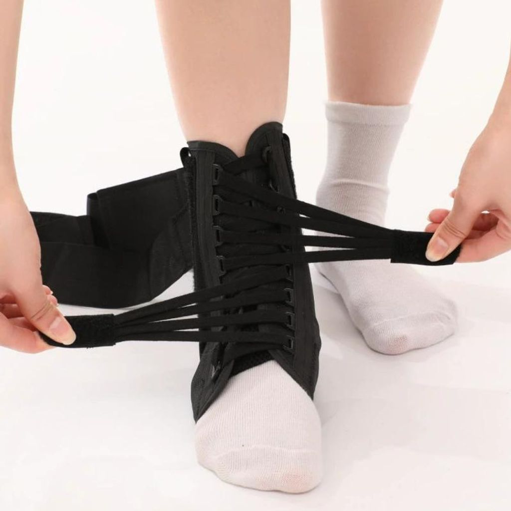 Unisex-Knöchelverstauchungsbandage, professionelle Sportschutzausrüstung, atmungsaktive Knöchelstütze - Schwarz - Groß