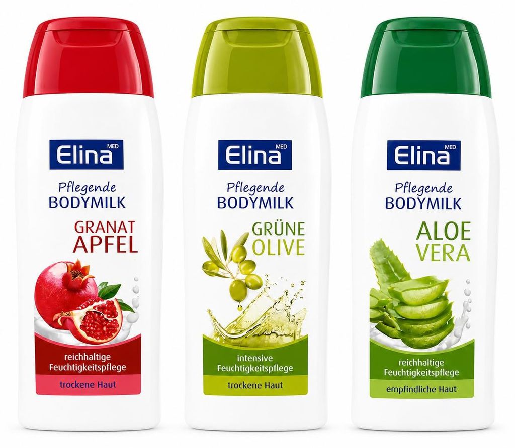 Elina Med Pflegende Bodymilk Set – Granatapfel, Grüne Olive Produktbild 