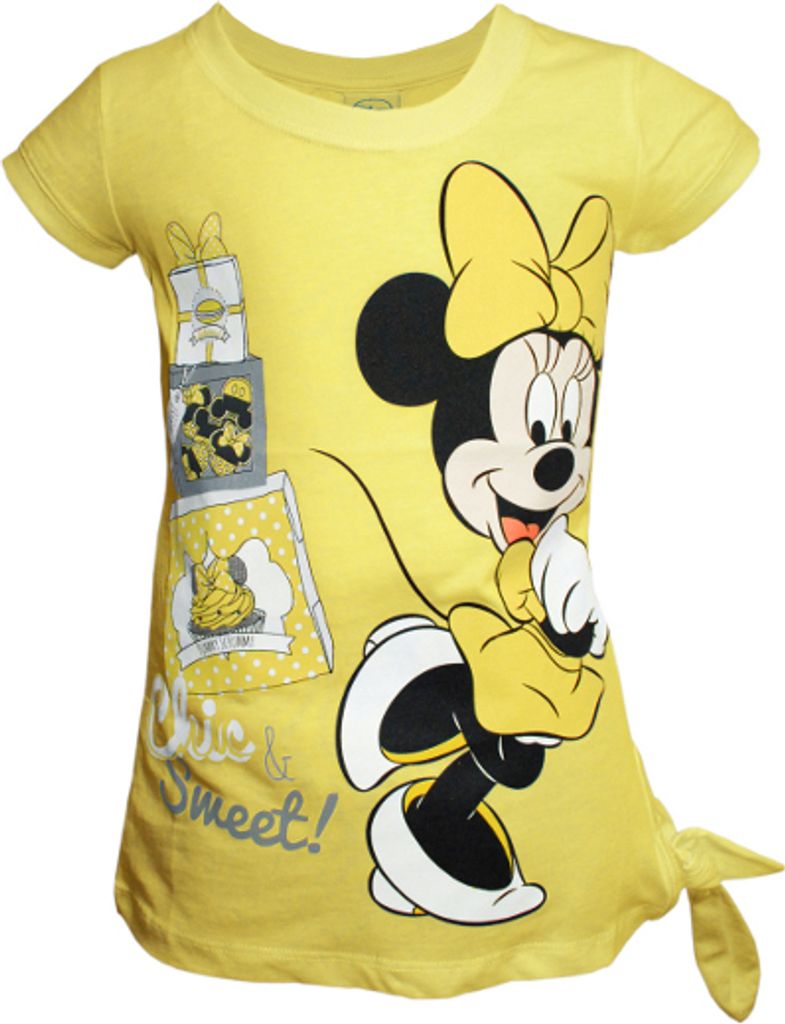 73209 Disney Minnie Mouse Longshirt Mädchen Gelb Gr. 98 – Bequemes T-Shirt mit Minnie Print – Perfekt für Alltag & Freizeit