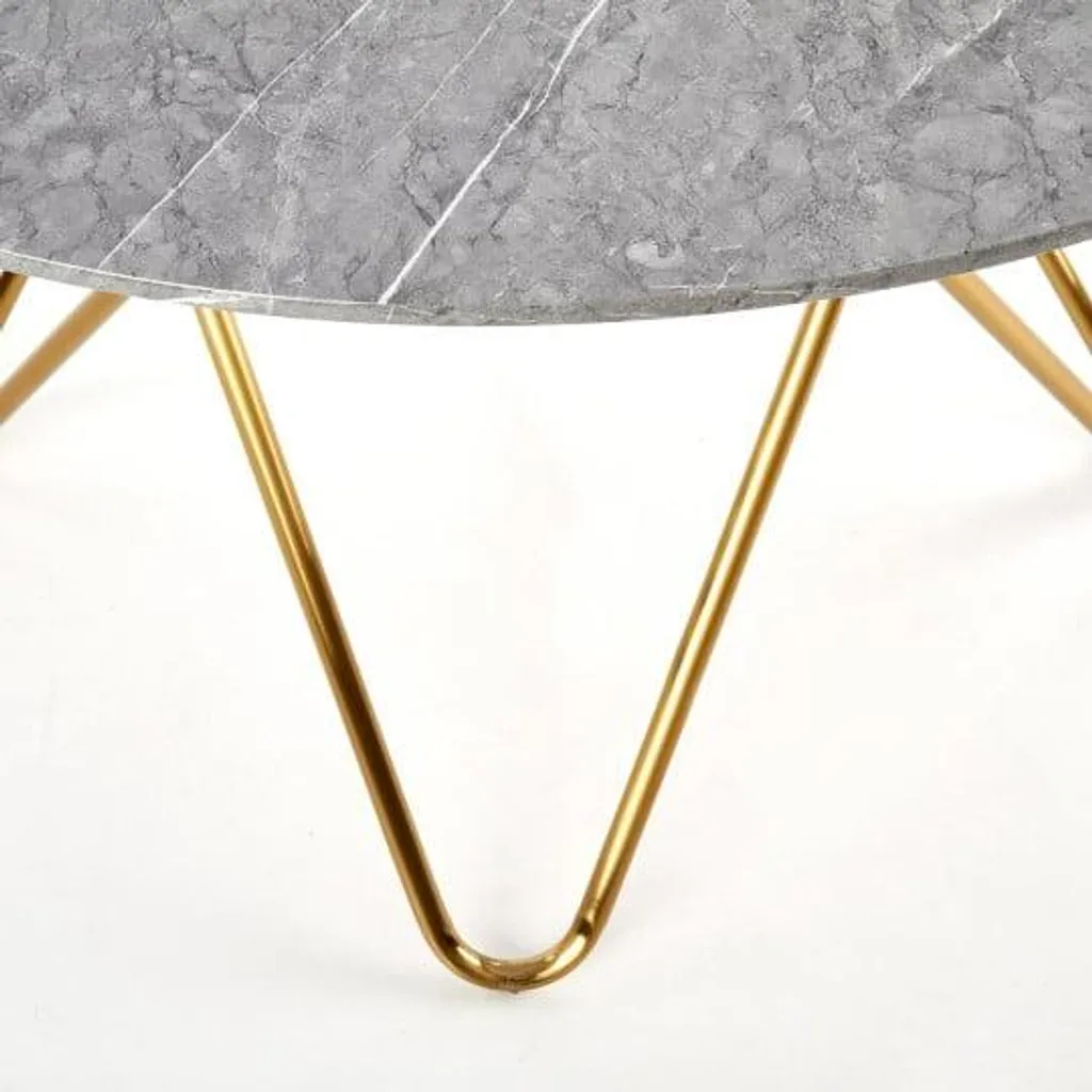 Table ronde Bonello plateau effet marbre et pied central métal robuste
