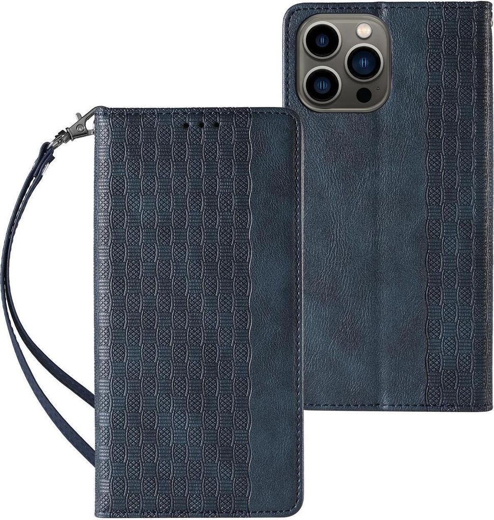 Magnet Strap Case Samsung Galaxy S23 Ultra Flip Cover Wallet Mini Lanyard Stand Blau