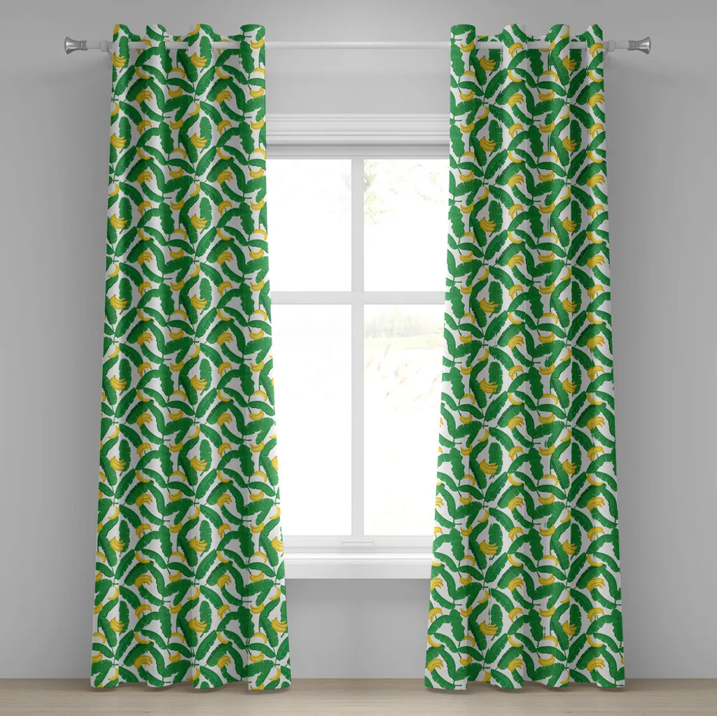 ABAKUHAUS Rideau à œillets botanique 280x245 cm imprimé tropical jaune