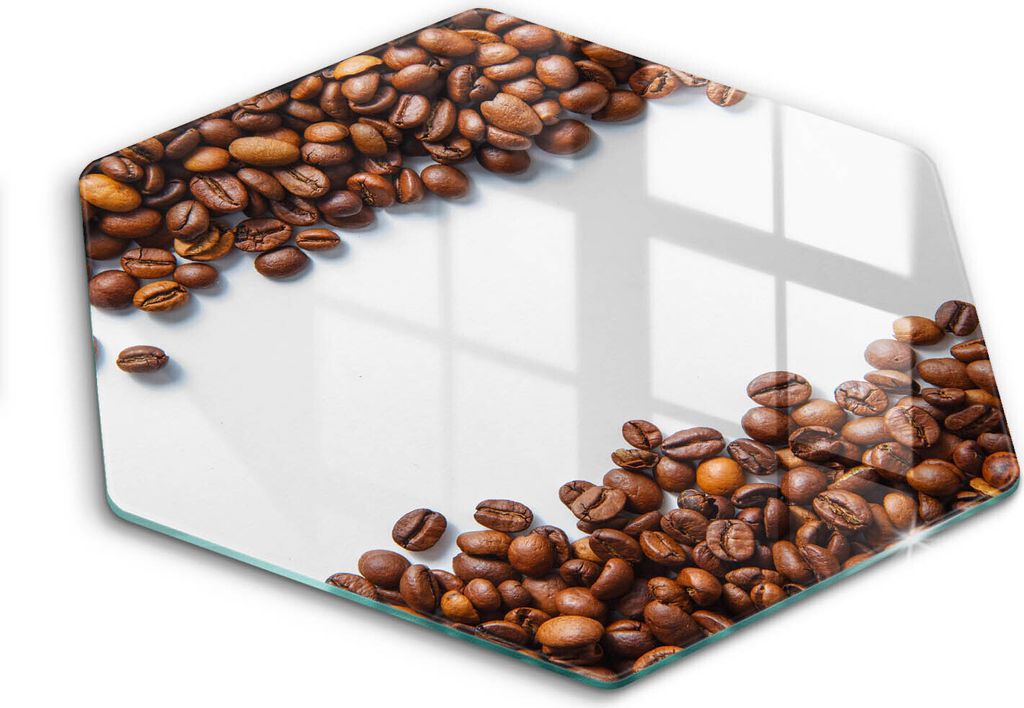 Glasschneideplatte - Herdabdeckplatte - Hexagon 40 cm -Schneidebrett - Spritzschutz - Getreidekaffee