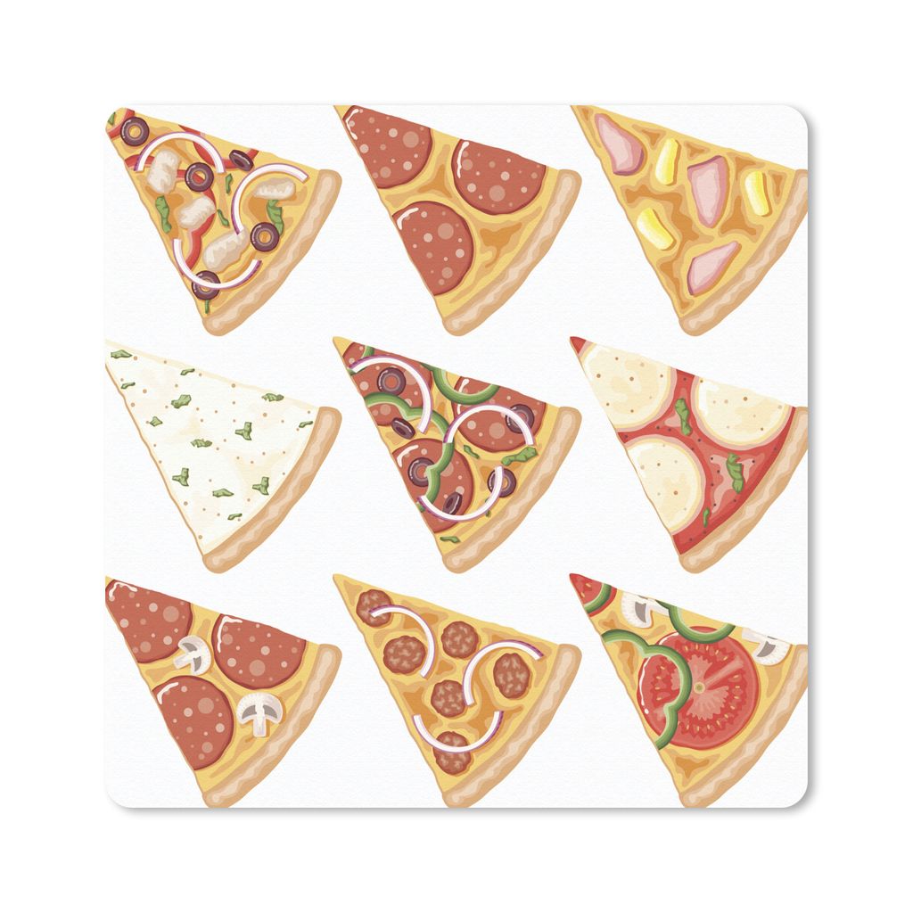 MuchoWow Mauspad Mousepad Verschiedene Pizzasorten in Form eines Punktes 20x20 cm - Mousepads - Maus Mat - Pad - Mausunterlage - Desk Mat - Burea...