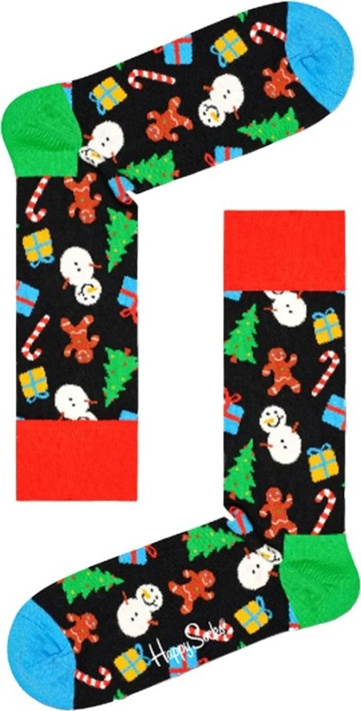 Happy Socks Bring It On Sock, kerstpret op zwart Produktbild 