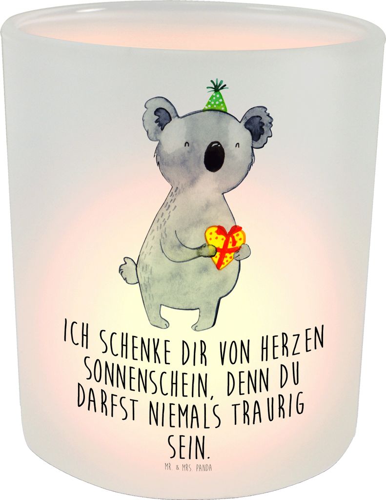 Mr. & Mrs. Panda Kerzenhalter Koala Geschenk - Transparent - Party, Glas Teelichthalter, Geburtstag, Windlicht, aus