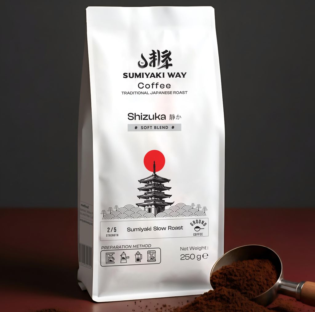 Japanische Röstung auf Holzkohle – Sumiyaki | Specialty Filterkaffee, Sehr mild & säurearm | Gemahlener Kaffee, 250 g