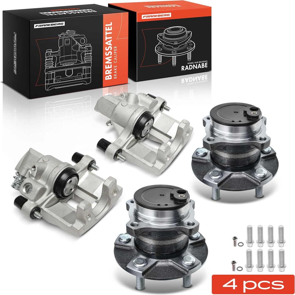 Frankberg 2x Bremssattel + 2x Radnabe Hinterachse Links Rechts für Ford C-Max DM2 Focus II DA DP HCP