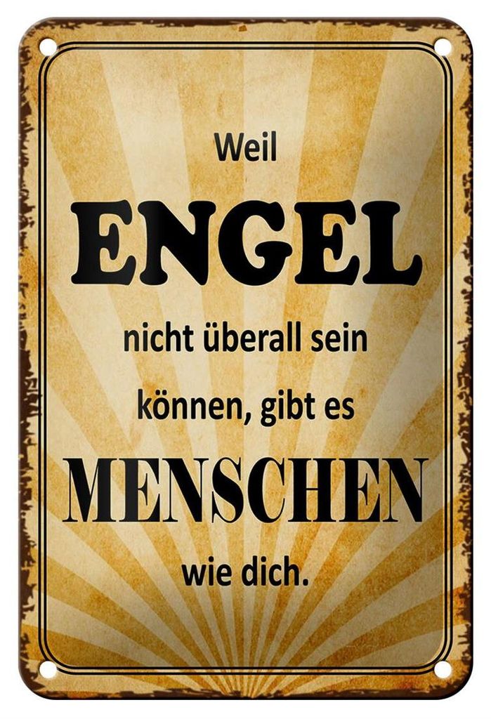 Blechschild Spruch 12x18cm weil Engel nicht überall sein Produktbild 