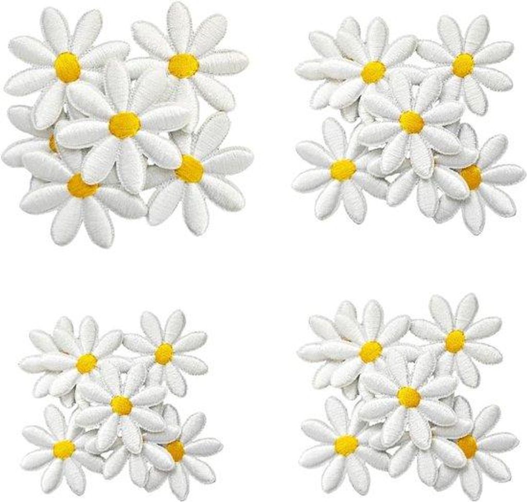 IJzeren Strijkembleem - 40 Stuks - Opstrijkbare geborduurde patches - Strijkpatches met Madeliefjesmotief - Kleding Versiering - Kunstnijverheid Ac...