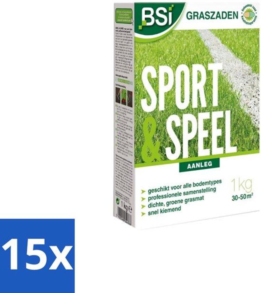 Graszaad - Sport & Speel - Sterk & Slijtvast Gazon - 1 kg - Bulkverpackung - 15 Stück