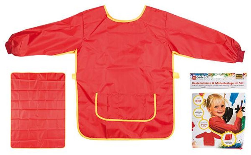 Bastelschürze mit Malunterlage 7-8 rot Produktbild 