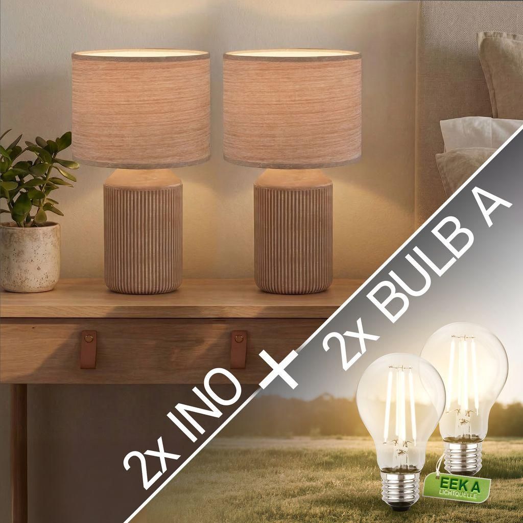 Briloner Ino, lampada da tavolo, paralume in tessuto, Immagine del prodotto 