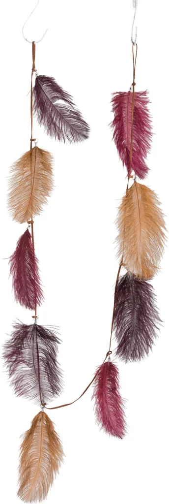 Guirlande de Plumes Décorative Rose et Ocre pour Ambiance Cosy Maison