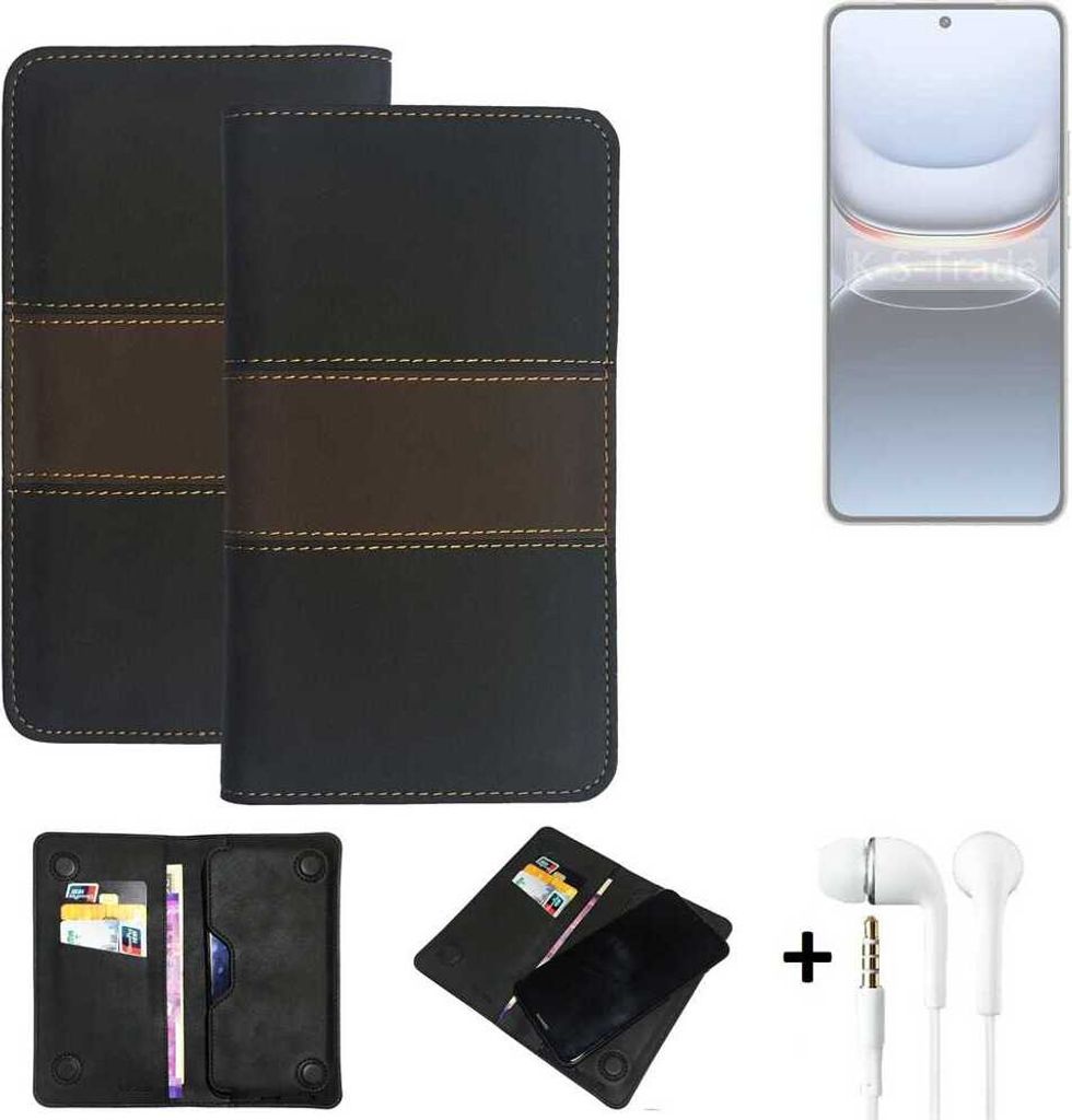 K-S-Trade Handyhülle + Kopfhörer kompatibel mit Vivo iQOO 13 Schutzhülle Walletcase Bookstyle Tasche Schutz Case Hülle Wallet Cover Kunstleder